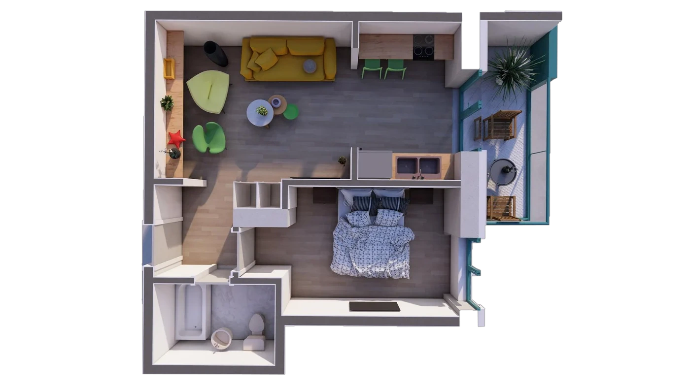 Plan 2 camere C1 / 42