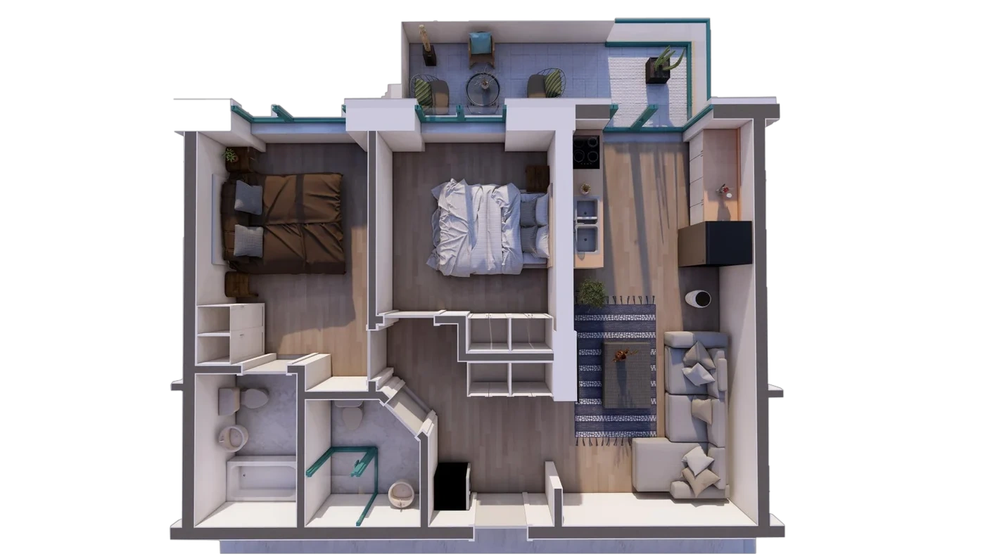 Plan 3 camere C1 / 45