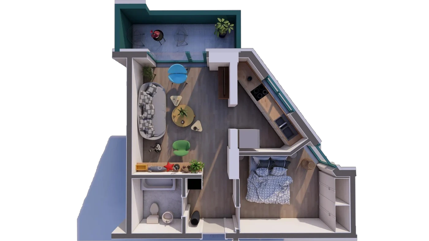 Plan 2 camere C1 / 46