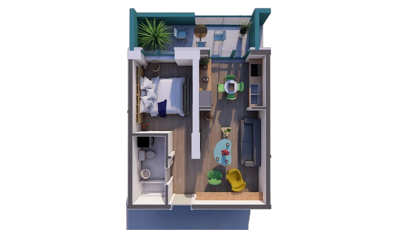 Floor plan Open-plan home C1 / 94