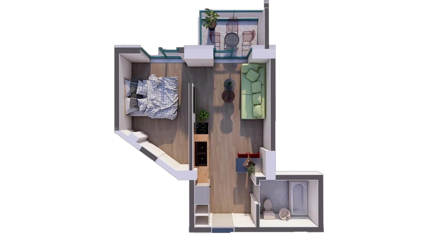 Floor plan Open-plan home C1 / 99
