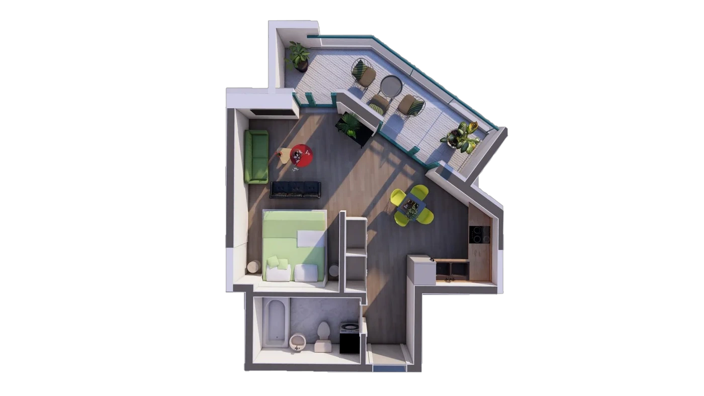 Floor plan Open-plan home C2 / 103