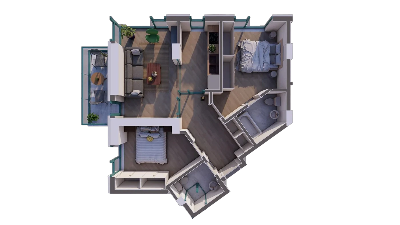 Plan 3 camere C2 / 24