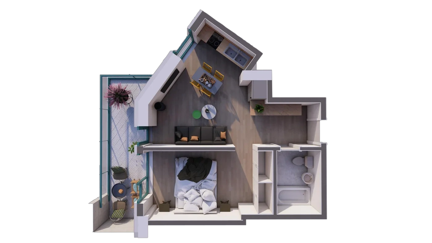 Floor plan Open-plan home C2 / 57
