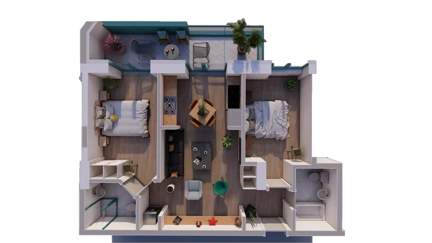 Plan 3 camere C2 / 77