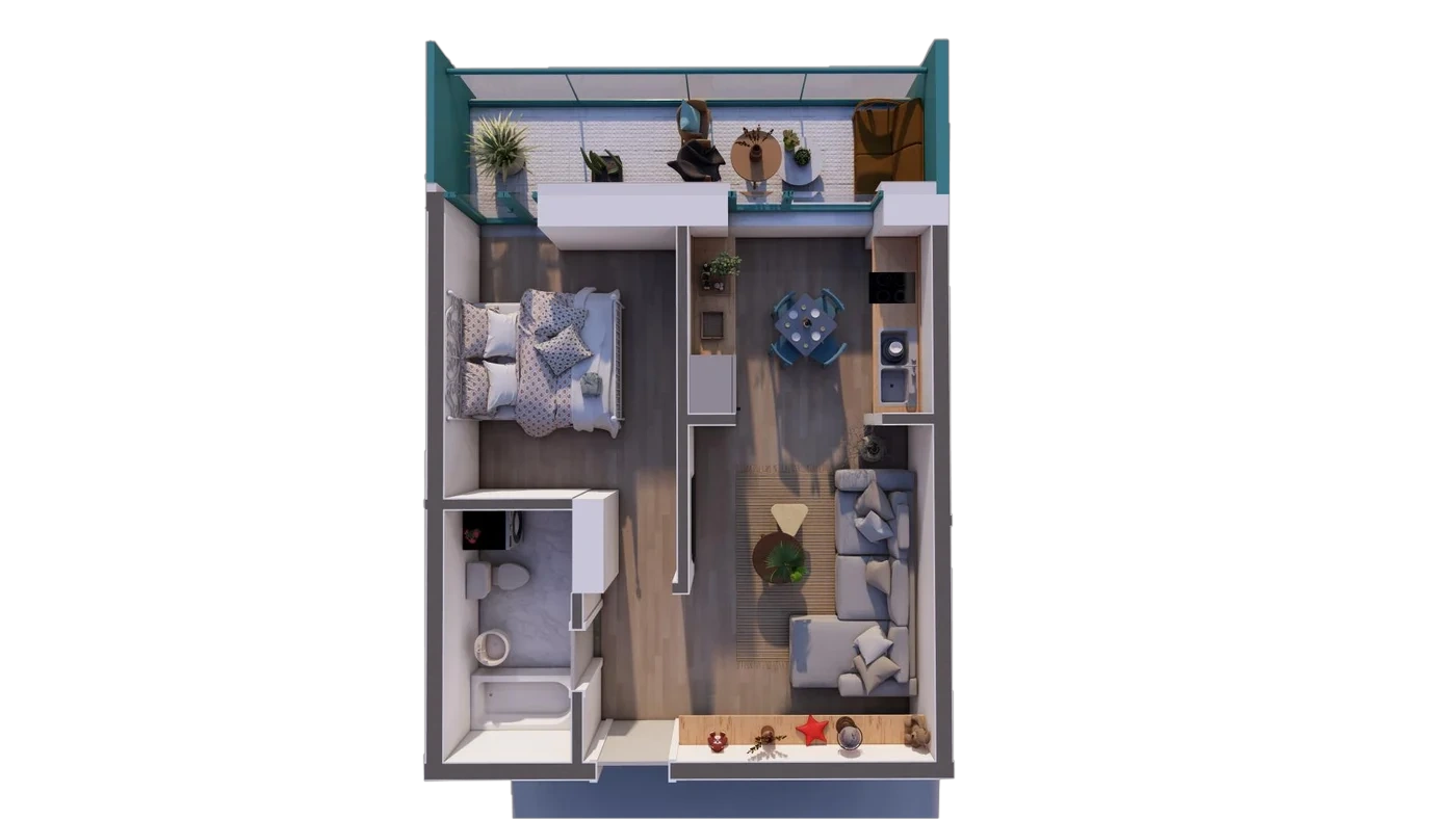 Floor plan Open-plan home C2 / 80